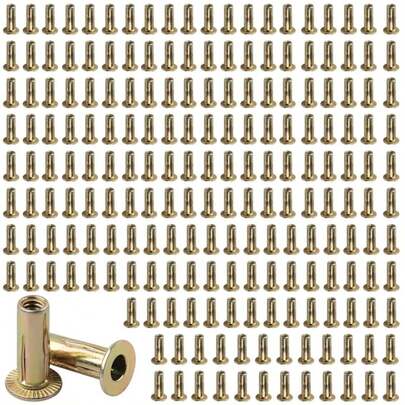 AOKLIT 100Pcs Multi-Grip Rivet-Nuts, 1_4-20 Rivet Nut Steel Pre-Bulbed Shank, Plus Nut Color Zinc Plated Flat Head Threaded Insert Nut