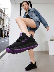 Zapatillas planas informales para caminar, ligeras y cómodas, zapatos de  para el trabajo - Morado - Ver 1