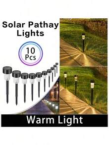 10pcs Solar Powered LED Pathway Lights, Warm White LED Ground Lights For Halloween, Christmas, Holiday Decoration And Ambiance Lighting, Suitable For Garden, Lawn, Yard, Driveway Lighting - Multicolor - View 13