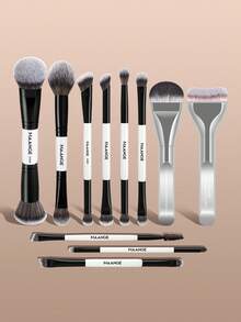 MAANGE Zestaw 2/11 profesjonalnych, ultramiękkich aluminiowych pędzli do makijażu, zestaw podróżny do makijażu, może być używany do pędzla do pudru, pędzla do różu, pędzla do podkładu, pędzla do konturowania, pędzla do blendowania, pędzla do rozświetlacza, pędzla do konturowania nosa, narzędzia do makijażu z miękkim włosiem i przyjazne dla skóry, łatwe do przenoszenia, zestaw podróżny do makijażu, prezent dla kobiet i dziewcząt - Wielokolorowe - Zobacz 13