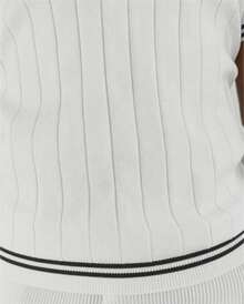 GRDR 男士竖条纹针织短袖T恤 - 时尚百搭休闲T恤 - 白色 - 查看 5