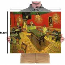 Wieco Art - Lienzo decorativo para pared, diseño de la cafetería nocturna en el lugar Lamartine en Arles por Van Gogh, famosas pinturas abstractas al óleo, reproducción de obras de arte giclée para decoración del hogar y la oficina - transparente - Ver 6