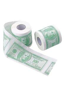 1 Roll Toilet Paper Printed With $100 Bill Pattern, Novelty Gift, Household Cleaning Supplies, Party Supplies, Holiday Gift - White - View 3