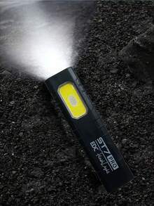 1pc Mini Portable Flashlight - Dual Light Source Magnetic Work Light - Super Bright & Long-Lasting - USB Rechargeable EDC Pocket Lamp - Black - View 3