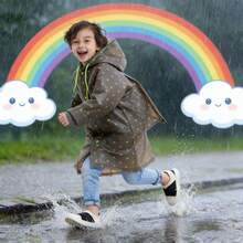 Conjunto de impermeable para niños, Impermeable infantil con estampado de estrellas - Ropa de lluvia impermeable para bebés,  adecuado para niños de 6 a 12 años. Plegable para fácil almacenamiento y portabilidad. - Gris - Ver 2