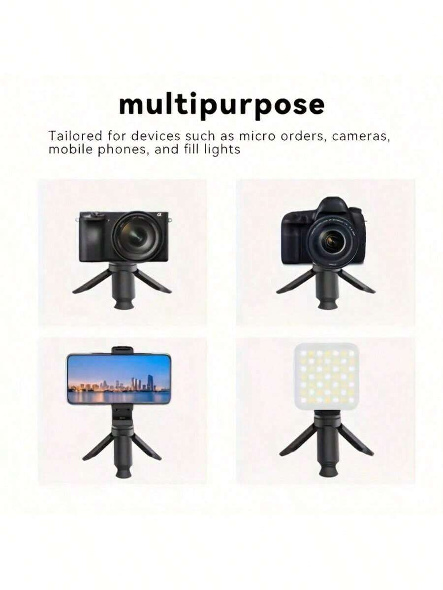 Compact Mini Desktop Tripod With 1/4 Inch Screw - Universal Stand For DSLR, Compact Cameras, Smartphones & Gopro - White - View 1