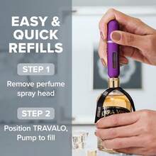 Travalo Classic HD Perfume Atomizer - Leak-Proof And TSA Approved For Air Travel - Reusable, Airtight, Easy-Fill Mini Pump Sprayer - Lightweight, Elegant Design W/Volume Window - Purple 0.17oz - ColorE - 查看 7