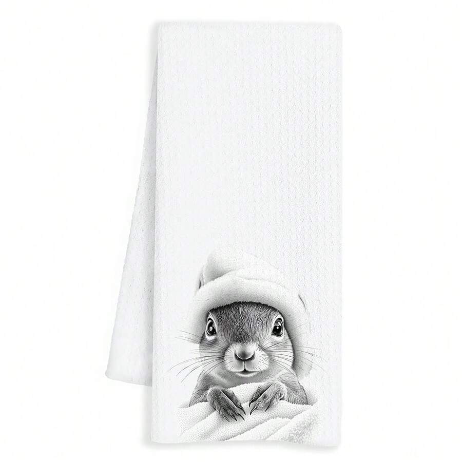 Funny Squirrel Bathroom Hand Towels, Squirrel Gifts For Women, Squirrels Hand Towels For Bathroom Decor, 16x24 Inch - Bunny - 查看 1