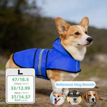 BJAYPET 1pc Reflective Dog Raincoat For Medium/Large Dogs, Lightweight Pet Rainwear For Outdoor Walking In Rain - Blue - View 21