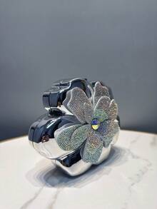 1pc SHENGDAYU Luxury Silver Rhinestone Shiny Women's Handbag, Exquisite Acrylic Cosmetic Clutch Bag, Elegant Floral Evening Bag Suitable For Weddings, Parties, Formal Occasions, Women's Gift Party Bag, Perfect For Parties, Weddings, Christmas, Halloween Galas, Formal Events/Celebrations, An Essential For Wedding Occasions, Perfectly Matches Graduation Dresses, Prom Dresses, And Is The Perfect Accessory For Formal Events. - Silver - View 7