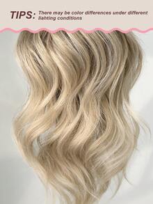 Hästsvansförlängning med dragsko och klämmor, svartbrun, guldtonad grå tonad brun flerfärgad, 18 tum långvågig syntetisk peruk av värmebeständiga fibrer, lämplig för kvinnors dagliga användning vid jul, halloween, musikfestivaler, fester etc. - Tvåtonad - Visa 8