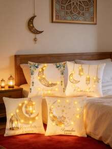 1pc 18"X18" Square Decorative Pillow Cover, Single-Sided Printed Plush Cushion Sham, For Decoration, Suitable For Porch, Patio, Sofa, Living Room, Outdoor, Decor Accessory (Pillow Insert Not Included) - White - View 10