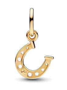 1pc Fashionable Delicate Gold Series Horse Shoe, Nutcracker, Red Rose, Family Bead Pendant Versatile DIY Bracelet Necklace Gift - Yellow Gold - View 3