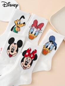 Disney 5双装迪士尼米奇黛丝条纹卡通图案女士船袜，运动袜，四季皆宜，欧美尺码，舒适透气耐穿，色彩鲜艳，适合日常穿着，优质面料，不闷热 - 彩色 - 查看 4