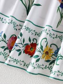 适合少女的夏季碎花无袖连衣裙，时尚优雅 - 白色 - 查看 8