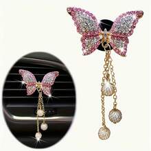 2pcs Rhinestone Butterfly Tassel Car Air Vent Clip Decor - Butterfly - View 6