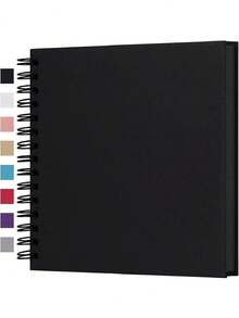 7x7 Inch/8x8 Inch/10x10 Inch DIY Scrapbook Album, 40 Pages/20 Sheets, Hard Cover Kraft Paper, Scrapbook Album, Wedding And Anniversary Family Memories - Black - View 2