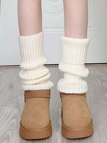 1双女士宽松舒适白色腿套，适合所有季节