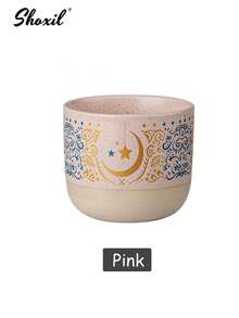 shoxil 1pc 250Ml Coarse Pottery Coffee Cup, Middle Eastern Style Ramadan Coffee Cup, Star And Moon Patterned Mug, Creative Ramadan Hospitality Supplies, For Afternoon Tea, Parties, Ramadan, Holiday Supplies