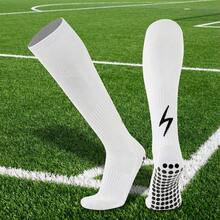 1 Pair High-Top Grip Socks With Lightning Pattern, Thick Terry Cushion, Non-Slip Sports Socks - Multicolor - View 6