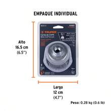 KIT 2 PZ-Carda copa 3' alambre ondulado fino, Multi-rosca, Truper - Gris Claro - Ver 3