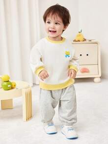 Balabala Baby Kids' Two Pieces Set, Unisex Cute & Comfortable Spring 2026 - Light Yellow - View 3