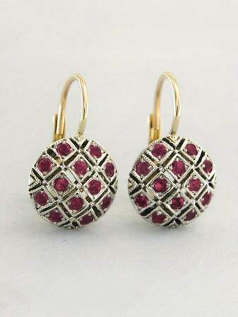 1 Pair Vintage Bohemian Earrings Jewelry With Rose Red Synthetic Zirconia Drop Earrings For Wedding Everyday Elegant Chic Statement Jewelry Gift For Women, Party Accessories