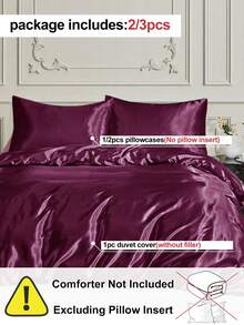 2/3pcs Luxury Satin Duvet Cover Set, Includes 1pc Duvet Cover And 1/2pcs Pillow Shams, Made Of Luxurious Silk-Like Fabric, Soft And Breathable, Fits Twin, Full, Queen, King Size Beds, Machine Washable, Oeko-Tex Certified