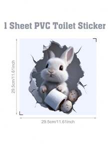 1pc Easter Bunny Toilet Lid Sticker, Spring Bathroom Decal With Rabbit & Egg Design, Easter Themed PVC Decorative Wall Sticker,Easter Party Decor,Easter Egg Hunt Decorations,Easter Decorations For Home,Home Decor,Easter Gifts,Add Some Festival Atmosphere For Your Home - Easter C - View 6