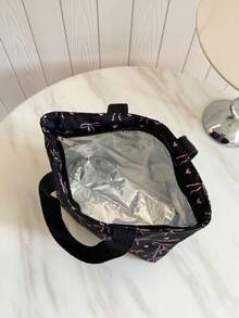 优雅妈妈包，饰有蝴蝶结和爱心图案，大容量手提包，简约百搭，适合外出、学生和上班族，可用作午餐盒、保温袋、保冷袋、防水袋，男女皆宜，适合野餐、返校季礼物、露营必备。 - 彩色 - 查看 9