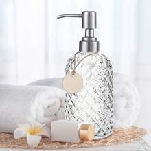 13Oz Glass Soap Dispenser With Rust Proof Pump, Refillable Kitchen Soap Dispenser For Dish Soap, Bathroom Soap Dispenser For Dispense Hand Soap, Lotion - Transparent - View 5