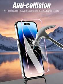 MSRI 2pcs, Pink Glitter Edge Tempered Glass Screen Protector, Anti-Scratch, Anti-Collision, Water-Resistant, High-Definition Tempered Glass Screen Protector, Compatible With Apple 11/12/13/14/15 Pro Max/16 Plus/16 Pro/16 Pro Max/16e/17/17 Air/17 Pro/17 Pro Max Series Phone Accessories - Pink - View 7