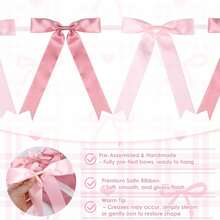 Pink Bow Floral Garland Decor, Pre-Strung Ribbon Hanging Ornament, Suitable For Birthday Party, Baby Shower, Wedding Party And Other Bow-Themed Events - Multicolor - View 6