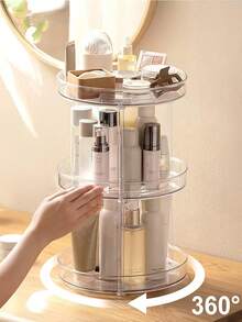 360°旋转化妆品收纳盒，大容量，适用于护肤品、化妆品、香水、首饰等物品的收纳，透明桌面多层旋转置物架，男女通用，可放置于厨房、橱柜、宿舍、浴室等场所，是卧室、浴室用品、房间装饰的理想之选。 - 白色 - 查看 7