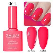 Sơn móng tay dạng gel GMUME số 064, màu hồng neon rực rỡ, hồng tươi sáng, sơn nghệ thuật móng tay UV LED có thể tháo gỡ, 7.5ml, thích hợp cho bộ móng mùa hè. - Màu Hồng Tươi - Xem 5