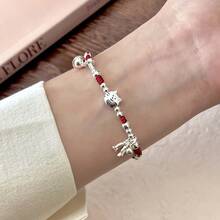 1pc Cute Kawaii Cat & Fish Red Rope Bracelet With Bell, Adjustable Lucky Charm For Friends/Students/Couples - Cat Hand-knitting - View 8