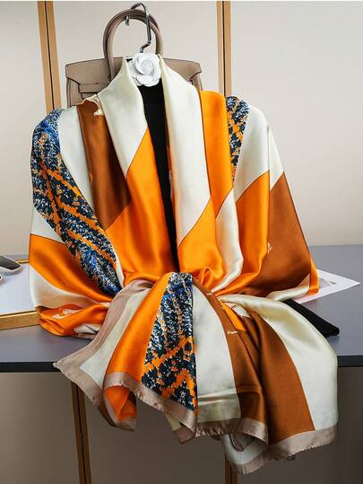 1pc Luxury 85*180CM Sunscreen Neck Scarf, Women's Outdoor Shawl Scarf, Fashionable Printed Scarf, Versatile Headscarf, Windproof Long Scarf, New Design