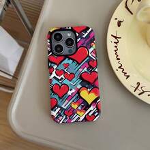 Feliz Día de San Valentín Estética Funda Protectora Colorida en Forma de Corazón 2 en 1, Duradera y Robusta, Diseño de Doble Capa Proporciona Excelente Protección, a Prueba de Golpes, Adecuada para  17 16e 16 15 14 13 12 11 8 7 X XS XR Plus Pro Max Mini SE2 SE3, Regalo de Cumpleaños Navidad para Amigos, Protección de Teléfono, Funda Protectora a Prueba de Golpes, Funda de Teléfono de Moda, Diseño de Moda, Material a Prueba de Golpes, Excelente Durabilidad, Funda de Teléfono , Funda de Teléfono Ultrafina, Entusiastas de la Tecnología, Entusiastas de la Moda - Colores mixtos - Ver 8
