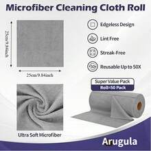 50/100pcs Microfiber Cleaning Cloth Roll - 25cm X25cm Tear Away Towels, Reusable Washable Rags, Ultra-Soft, Highly Absorbent, Perfect For Home, Car, And Office Use - 灰色的 - 查看 2