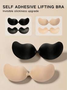 4/2/1 Pcs Sticky Silicone Backless Bras, Invisible Bras, Reusable, Front Closure, Bust Enhancing - Skin-Friendly Cups, Fits A-D Cups, Suitable For Summer Dresses/Backless Gowns - Multicolor - View 1