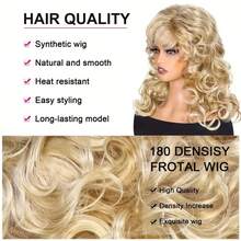 Fashionable Long Blonde Curly Hair, Fluffy And Large Curls, Synthetic Synthetic Fiber Wig Head Cover - Multicolor - View 2