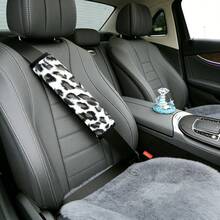 2pcs/1pc Artificial Leopard Print Plush, Comfortable And Delicate, Car Shoulder Protector, Seat Belt Decoration