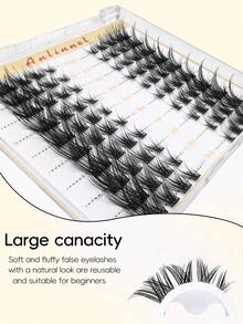 10 Pairs Faux Mink Eyelashes, 80 Clusters 0.07mm C Curl Oblique Flare Half Eye Lashes, Self-Adhesive Delicate Cat Eye 200D Lashes