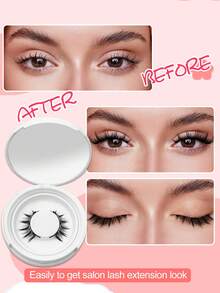 1 Pair Magnetic Eyeliner & Eyelashes Kit, Easy To Use Without Glue, Reusable False Lashes Tool, Suitable For Travel, Business Trip, Date, Hotel - Multicolor - View 6