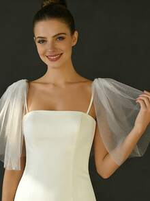 2pcs Sparkling Glitter Bridal Shawl Sleeves, Suitable For Weddings And Parties, Bridal Gowns, Dresses, Camisole Dresses - VG - View 2