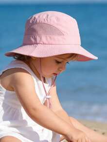 1pc Kids' Solid Color Double-Sided Mesh Breathable Sun Hat, Lightweight Bucket Hat Suitable For Daily Outdoor & Beach Use - A - View 3