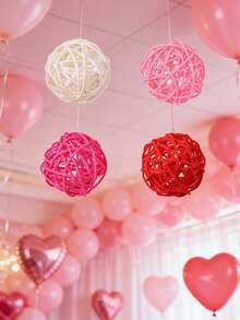 12个藤球，粉色、白色、红色，天然藤球，藤球装饰，可用作花瓶填充物，适合家居装饰、婚礼装饰、新年装饰、2026新年装饰 - 彩色 - 查看 10