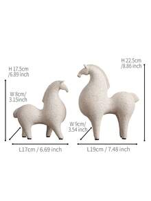 Easegen Home 1件17.5/22.5厘米抽象艺术树脂马雕塑，手工制作的现代装饰品，适用于客厅、玄关、书房，也可作为派对礼物，无需用电 - 白色 - 查看 4