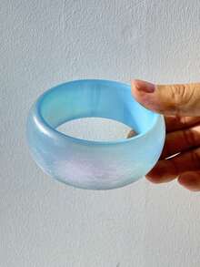 Harajuku Y2K Asymmetrical Wavy Shiny Blue Heart Striped Laser Cut Resin Bracelet, Great Gift For Friends - Multicolor - View 9