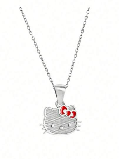 Sanrio 18K Gold Plated Stainless Steel Hello Kitty Pendant Necklace, Cute Cat Design, Gift For Women/Girlfriend
